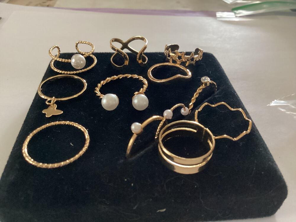 4065 NIP 12 Piece Goldtone Stacking Ring Set Gold Dainty Boho Vintage Bohemian